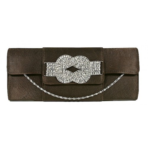 Evening Bag - Satin w/ Rhinestone Accent Charm - BG-90790BR